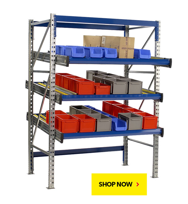BUY NOW! KDR Carton Flow Shelving. SSI Schaefer. Proudly made in USA.