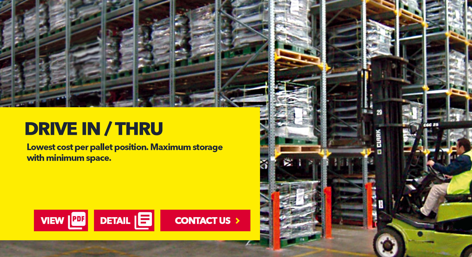 Drive in/ Drive Thru Rack System by SSI Schaefer USA Download Guide, Watch Video, Contact Us. www.chaefershelving.com