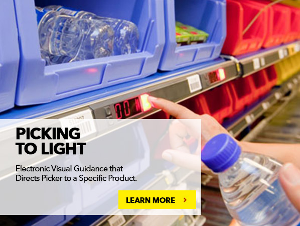 PICK TO LIGHT. Electronic Visual Guidance that Directs Picker to a Specific Product.