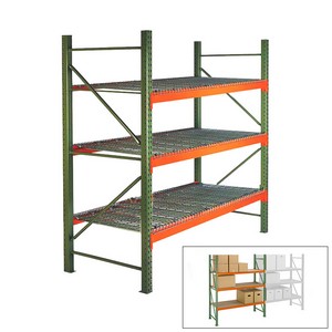 Looking: 144"H x 96"W x 48"D Pallet Rack Shelving With Wire Decking Starter | By Schaefer USA. Shop Now!
