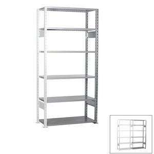 Looking: 98"H x  48"W x 18"D R3000 Heavy Duty Add-on Open Shelving 6 Levels - Galvanized | By Schaefer USA. Shop Now!