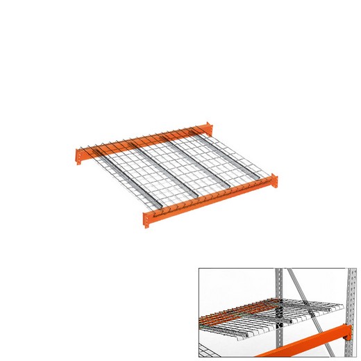Looking: 96"W x 48"D Pallet Rack Beam Level With Wire Decking | By Schaefer USA. Shop Now!