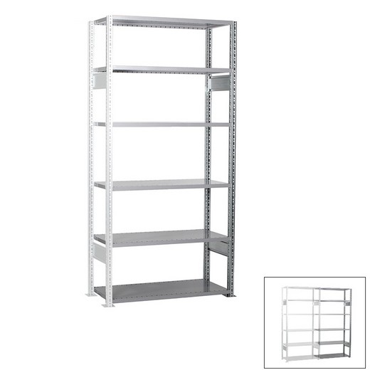 Looking: 98"H x  39"W x 32"D R3000 Heavy Duty Add-on Open Shelving 6 Levels - Galvanized | By Schaefer USA. Shop Now!