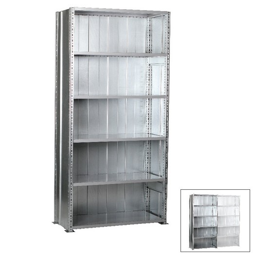 Looking: 98"H x 51"W x 20"D R3000 Heavy Duty Starter Closed Solid Shelving 6 Levels - Galvanized | By Schaefer USA. Shop Now!