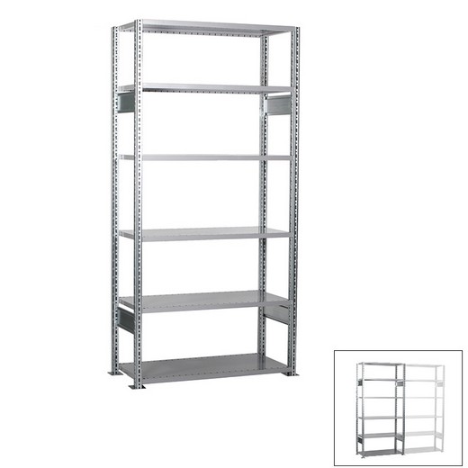 Looking: 98"H x  39"W x 32"D R3000 Heavy Duty Starter Open Shelving 6 Levels - Galvanized | By Schaefer USA. Shop Now!