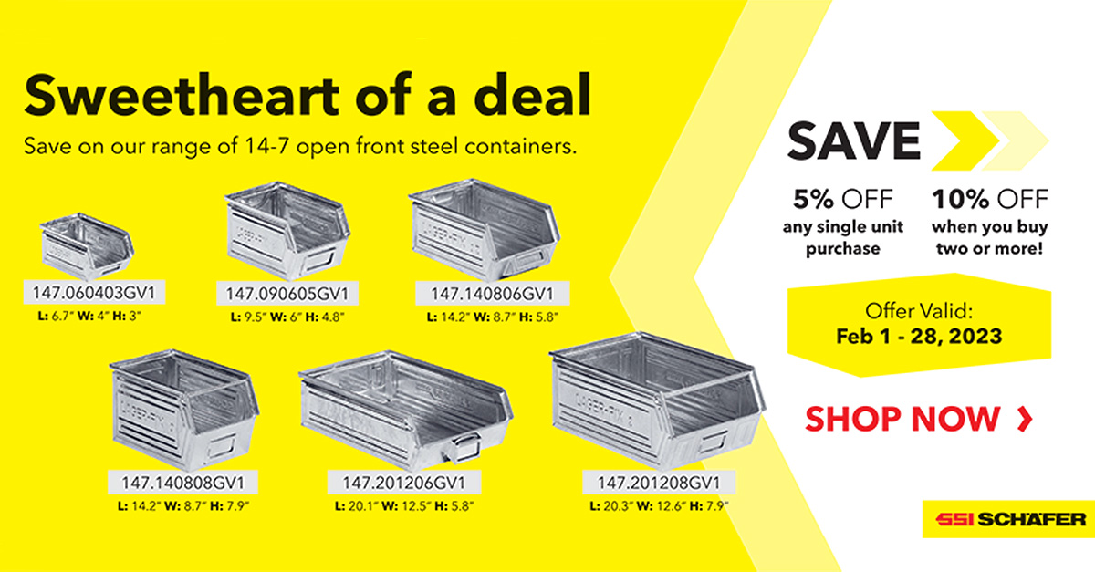 Sweetheart of a deal, save on our range 14-7 open front steeel containers