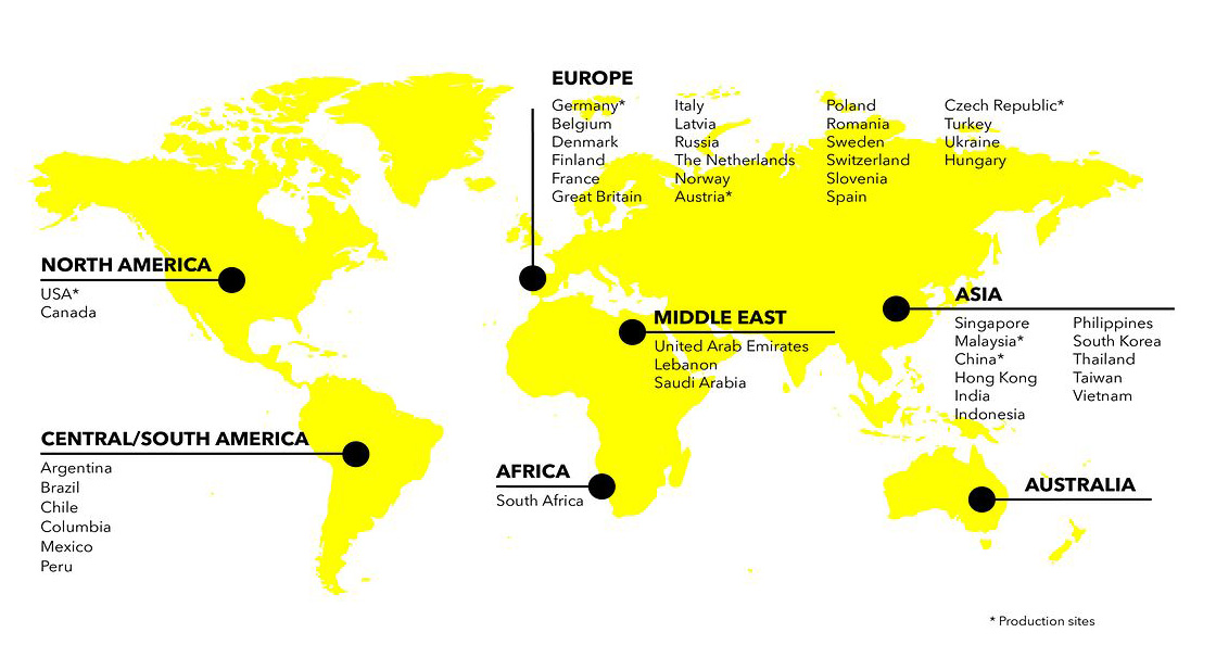 World Map. Worldwide Presence Locations.
