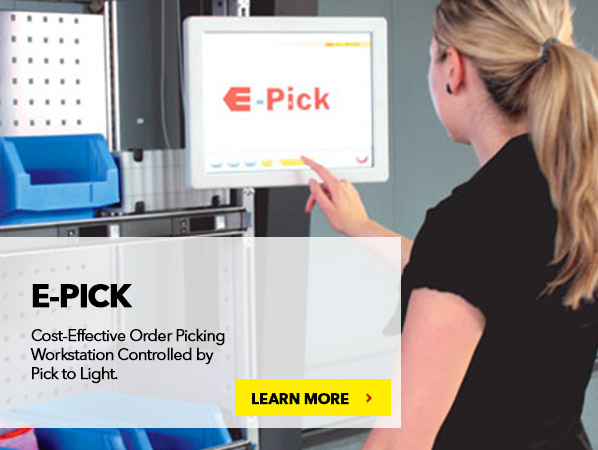E-PICK. Cost-Effective Order Picking Workstation Controlled by Pick to Light.
