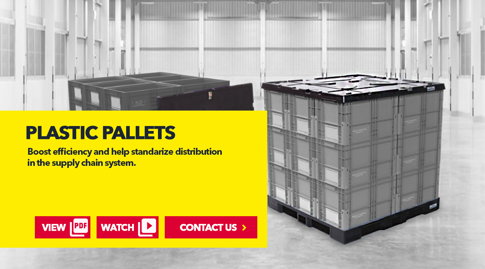 Reusable Plastic Pallets by SSI Schaefer USA Download Guide, Watch Video, Contact Us. www.chaefershelving.com