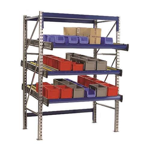 KDR Gravity Flow Rack Shelving units for improved picking and storage efficiency, by SSI Schaefer