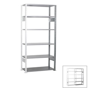 Looking: 98"H x  39"W x 16"D R3000 Standard Add-on Open Shelving 6 Levels - Galvanized | By Schaefer USA. Shop Now!