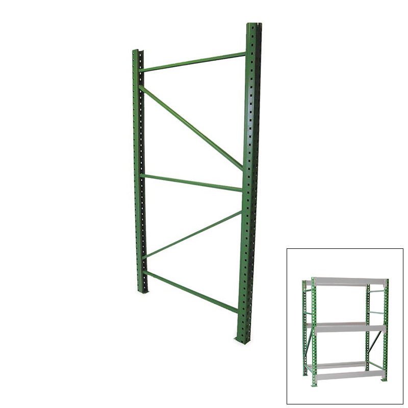 120"H x 42"D Pallet Rack Frames 3" x 1.5" Green