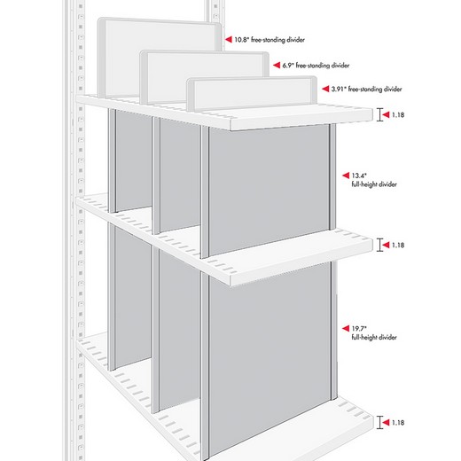 Adjustable Vertical Shelf Dividers – 20 in. D Cabinet