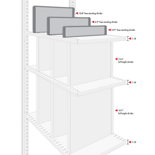 Looking: 04"H x 22.5"D R3000 Shelving Free Standing Self Plastic Dividers | By Schaefer USA. Shop Now!