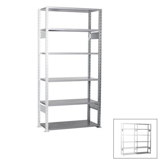 Looking: 98"H x  51"W x 32"D R3000 Heavy Duty Add-on Open Shelving 6 Levels - Galvanized | By Schaefer USA. Shop Now!