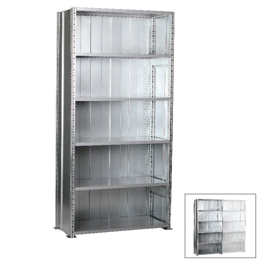 Looking: 98"H x 48"W x 24"D R3000 Heavy Duty Starter Closed Solid Shelving 6 Levels - Galvanized | By Schaefer USA. Shop Now!