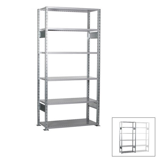 Looking: 98"H x  39"W x 20"D R3000 Standard Starter Open Shelving 6 Levels - Galvanized | By Schaefer USA. Shop Now!